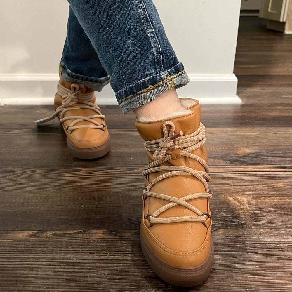 NWT Anthropologie INUIKII Napa Boots Leather Sneaker Genuine Shearling - Picture 9 of 13